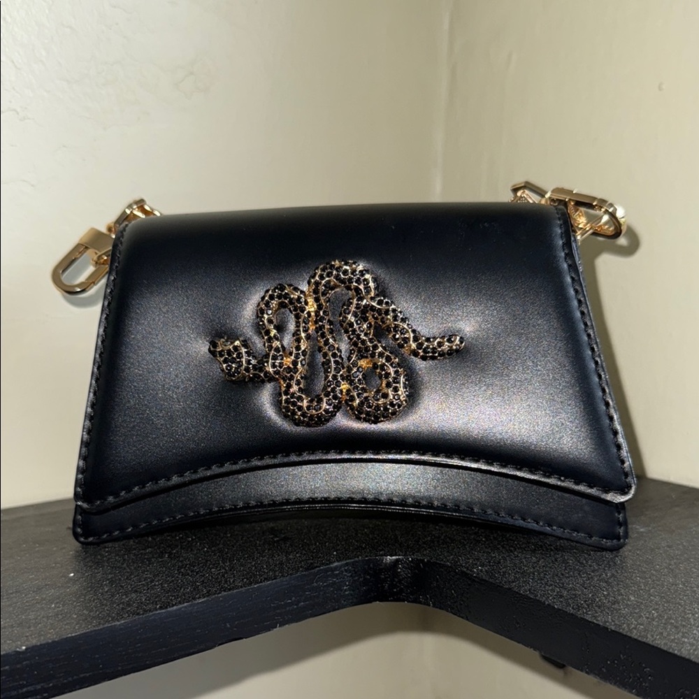 Aldo Black Mini Bag with Snake Detail